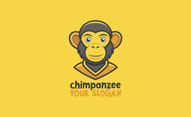 Chimpanzee Mascot Logo, Creative Monkey Vector Illustration for Geek Branding, premium vector illustration