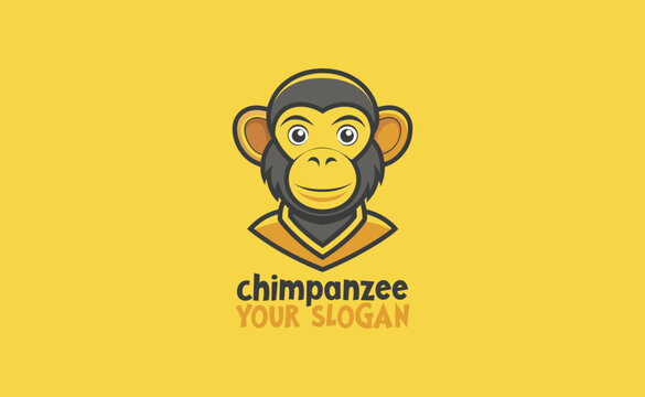 Chimpanzee Mascot Logo, Creative Monkey Vector Illustration for Geek Branding, premium vector illustration
