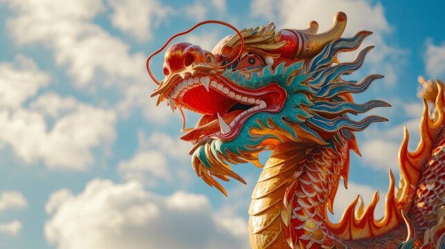 chinese red dragon for chinese new year festival
