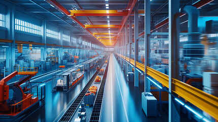 Fototapeta na wymiar Automation, cloud technologies, and artificial intelligence converge in modern manufacturing. Efficiency and innovation unite in the pursuit of progress. Industry 4.0 concept