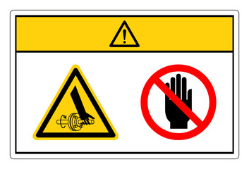 Caution Entanglement Of Hand Rotating Shaft Do Not Touch Symbol Sign, Vector Illustration, Isolate On White Background Label. EPS10