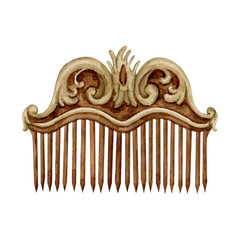 Barbershop hairdresser watercolor comb