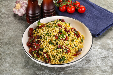 Vegetarian Pasta ptitim with vegetables