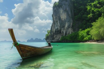 Paisaje pintoresco.Oceano y monta?+/-as.Viajes y aventuras alrededor del mundo.Islas de Tailandia.Phuket. - obrazy, fototapety, plakaty