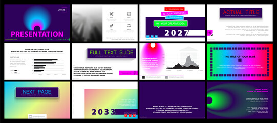 Business presentation template. Vector set, elements of infographics, multicolored design, white background. Flyer, postcard, corporate report, marketing, banner. Slideshows, brochures, annual report