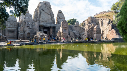 The Masrur Temples, also referred to as Masroor Temples or rock cut Temples at Masrur