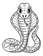 Fototapeta premium Snake cobra sketch. Hand drawn line art illustration.