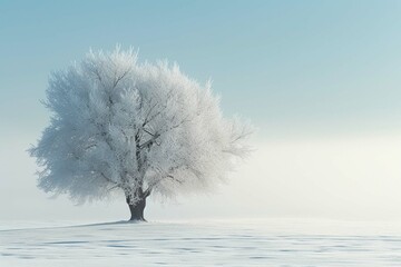 Fototapeta na wymiar Single tree in winter landscape