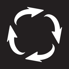 Repeat icon vector. Recycle icon sign symbol vector. Rotation vector icon illustration isolated on black background