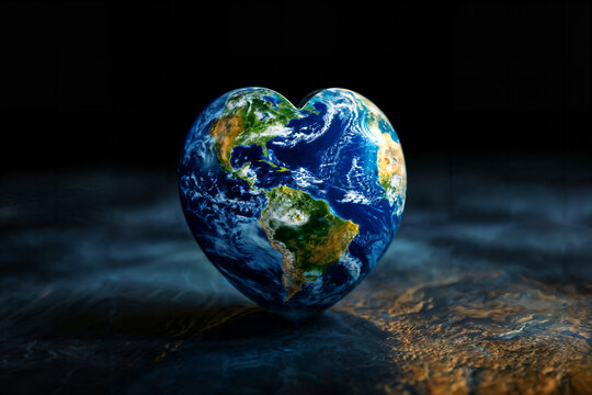 Heart-Shaped Earth. Created with Generative AI