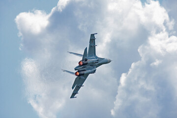 Belarusian fighter jet on airshow