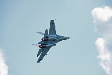 Belarusian fighter jet on airshow - obrazy, fototapety, plakaty