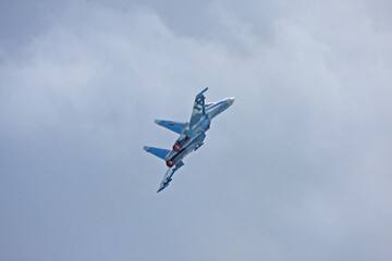 Belarusian fighter jet on airshow