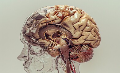 a detailed cross-section of a human brain anatomy of brain