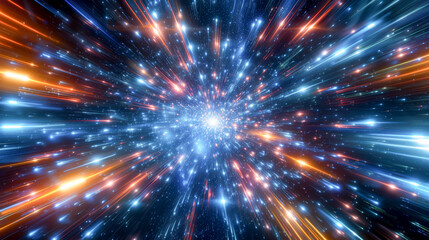 Naklejka premium glowing neon light strip, gives the feeling of a rapid intergalactic journey at hypersonic speed. Generative AI.