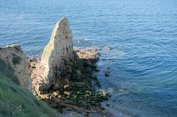 Pointe du Hoc, Normandy, France, at the English Channel, monument of Invasion/ D-Day/ world War II