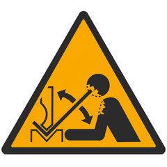 WARNING PICTOGRAM, WARNING: RAPID MOVEMENT OF WORKPIECE IN PRESS BRAKE MACHINE ISO 7010 - W032, PNG
