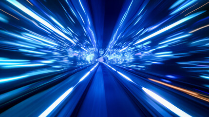 glowing neon light strip, gives the feeling of a rapid intergalactic journey at hypersonic speed. Generative AI.