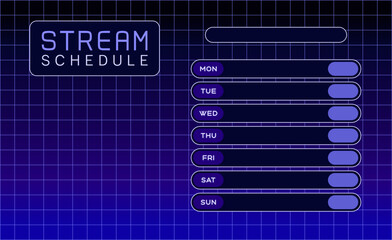 Stream schedule template for VTuber with dark purple color scheme
