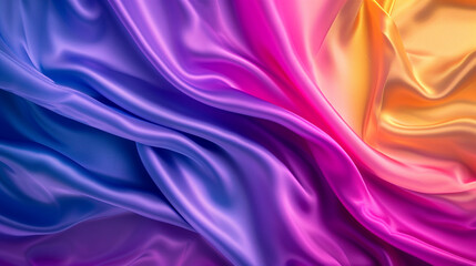 Blue, purple, pink, yellow and orange silk background