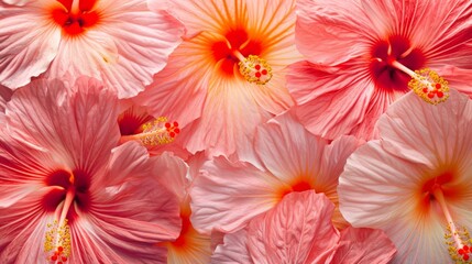 Background of tropical hibiscus flowers, creating a vibrant and exotic atmosphere generative ai