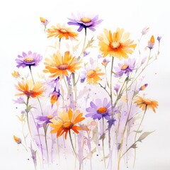 flower watercolor style for printing, wedding, decorate, flower shop, business card