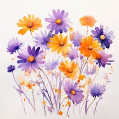 Fototapeta na wymiar flower watercolor style for printing, wedding, decorate, flower shop, business card
