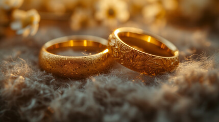 Obraz na płótnie Canvas two wedding rings with original ornaments.