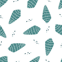 Seamless vector pattern with a nautical theme. Cute shells on white background. Pattern for products on white background. Vector illustration