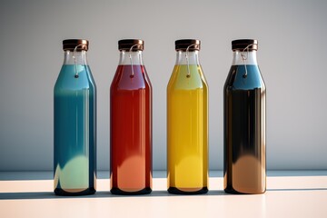 Colorful Bottle. Mock up for labels. Four bottles
