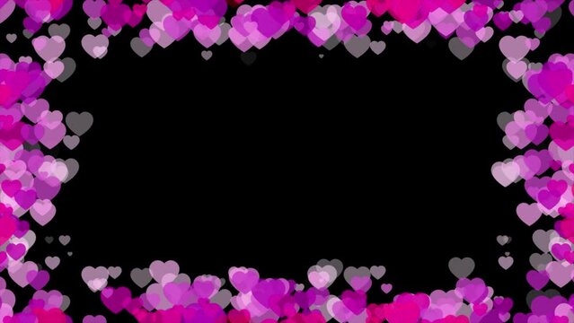 Valentines Day Love Hearts Corner Frame Pink Purple Heart Particle Border Animation for Wedding Anniversary Relationship Memories or Wedding Diary Frame Photo Video Love Frame 4k Loop