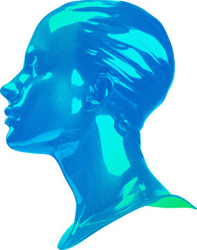 Colorful Iridescent shiny glossy textured PNG bust	
