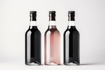 Mockup Bottle for Gin, Liquor, Tincture, Absinthe, Vodka or other Drinks on White Background. Realistic. Three bottle