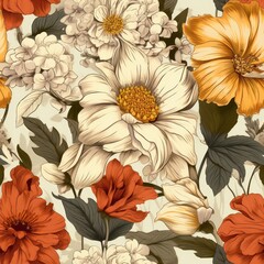 floral vintage pattern. Abstract leaf design, illustration background crafted for textile or print. Seamless floral pattern