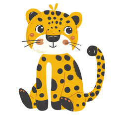 cute leopard handdrawn cartoon illustration