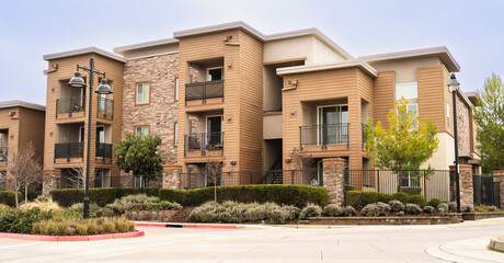 Front view of an apartment building