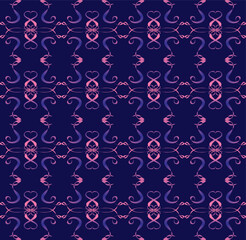 Seamless texture in the form of a pink abstract pattern on a blue background