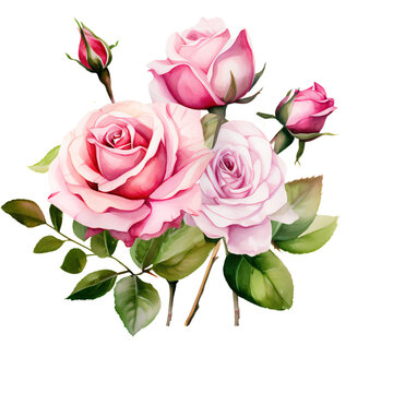 Image of a flower arrangement in a watercolor style on
transparent background. This image can be used as a design for packaging materials, textiles, etc. Botanical illustration