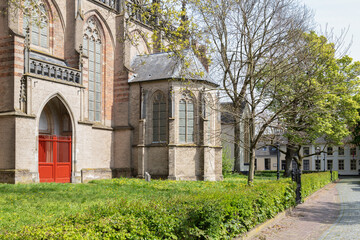 Street along the St. Martin's Church in the city of Zaltbommel.