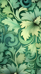 Fototapeta premium Floral pattern on green background. Vertical greeting, invitation card concept
