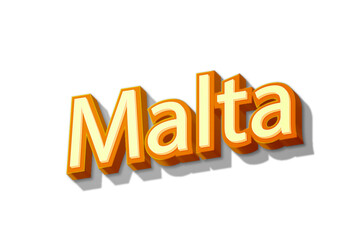Country Malta text for Title or Headline. In 3D Fancy Fun and Cute style.