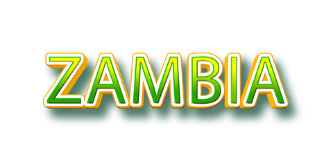 Country Zambia text for Title or Headline. In 3D Fancy Fun and Cute style.