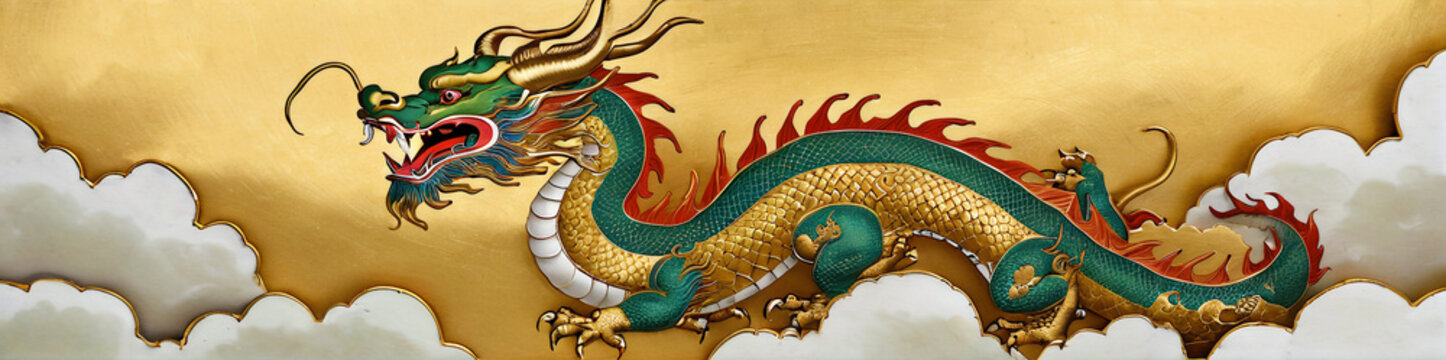 Generative illustration Banner Lunar New Year Horizontal Banner Dragon Year Chinese New year of the dragon