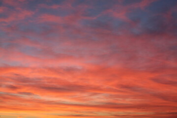 red sky with clouds