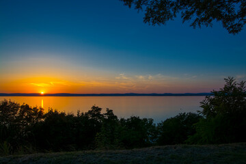 Fototapeta na wymiar Sunset at Balatonvilagos near the Lake Balaton