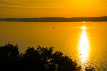 Sunset at Balatonvilagos near the Lake Balaton