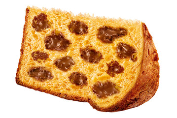 deliciosa fatia de panetone com gotas de chocolate isolado em fundo transparente