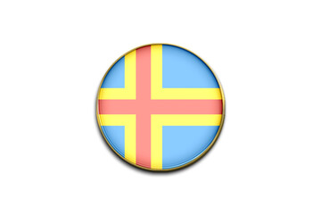 3D cute flag sticker of Aland on white background.