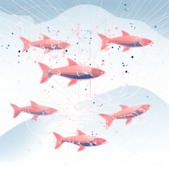 Abstract salmon background with connection and network concept, cyber blockchain