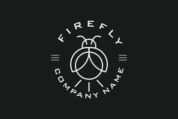 Geometric monoline Firefly Logo Icon Design. Modern and minimalist flat vector